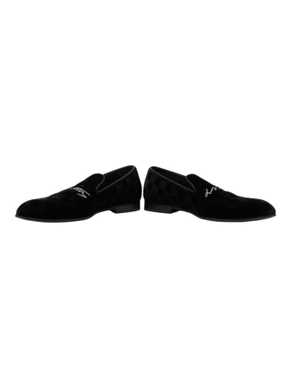 Louis Vuitton Damier Opera Shoes Slip on Black Leather Velour - Picture 4 of 8